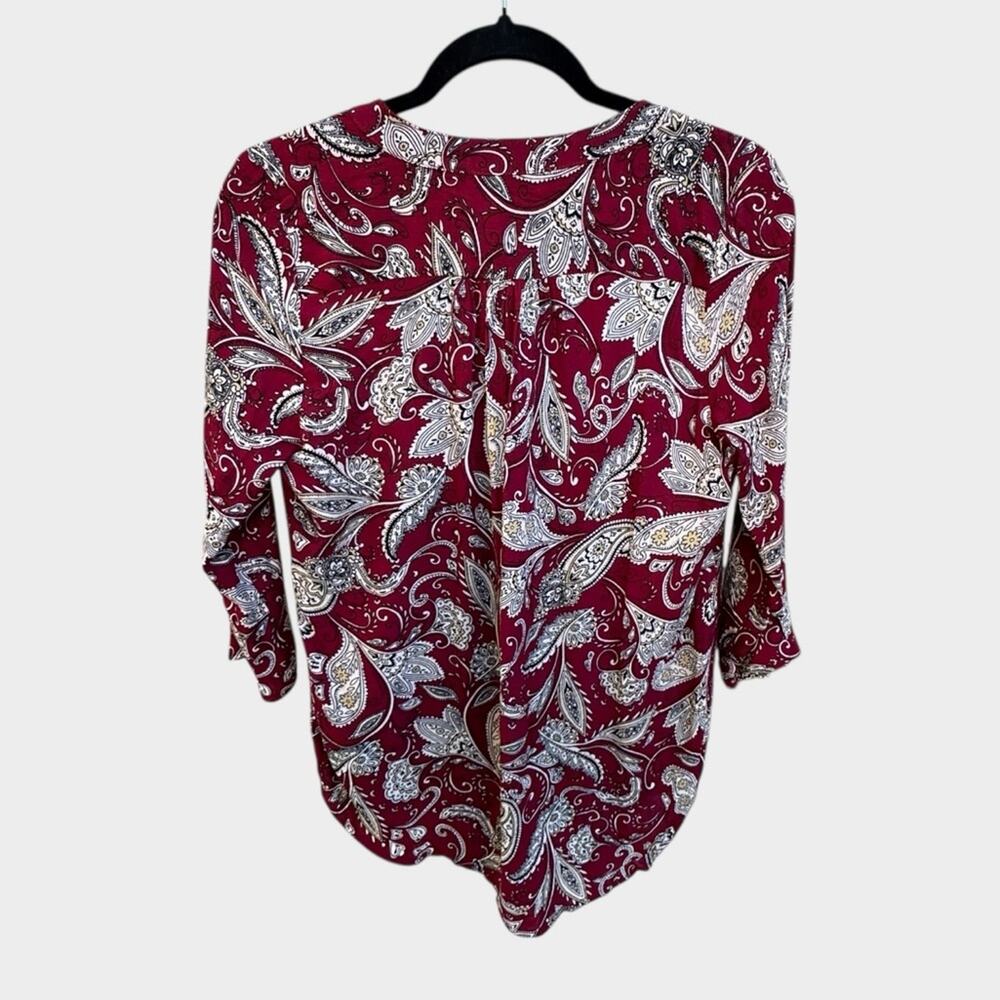 Fun 2 Fun x Stitch Fix Kearney Henley 3/4 Sleeve Red Paisley Print Blouse, XS - Picture 5 of 7